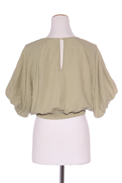 RE:UNION Label "Matilda" Linen sage crop top! 10-12