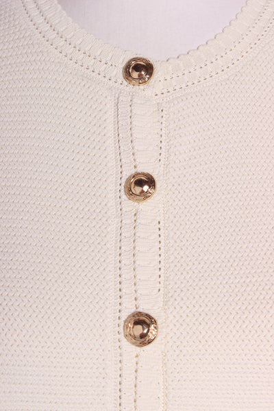 PORTMANS (LN) Patterned knit gold button S/S cardi! 10