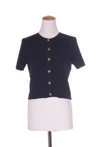 PORTMANS (LN) Navy patterned knit S/S cardi! 10