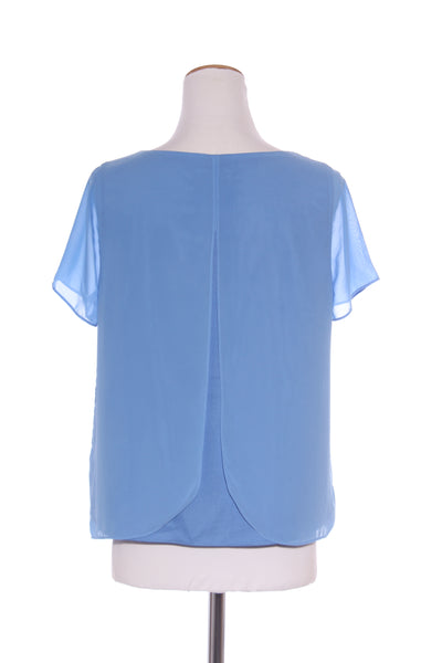 OLIVER BLACK - Cornflower blue lined split back top! 10