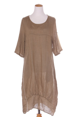 CALI & CO - Khaki linen midi dress! 12-14