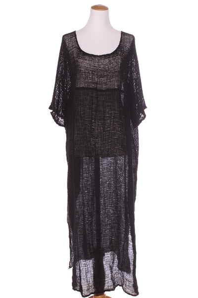 LA BOTTEGA (ITA) Textured + mesh knit linen maxi dress! 10-16