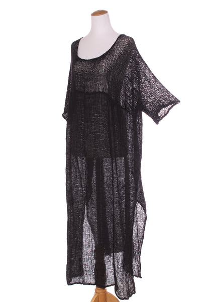 LA BOTTEGA (ITA) Textured + mesh knit linen maxi dress! 10-16