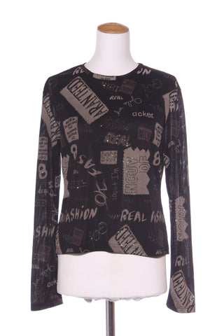 THE COW SHED (NZ) Embellished typo print L/S top! 14-16