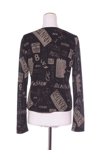 THE COW SHED (NZ) Embellished typo print L/S top! 14-16