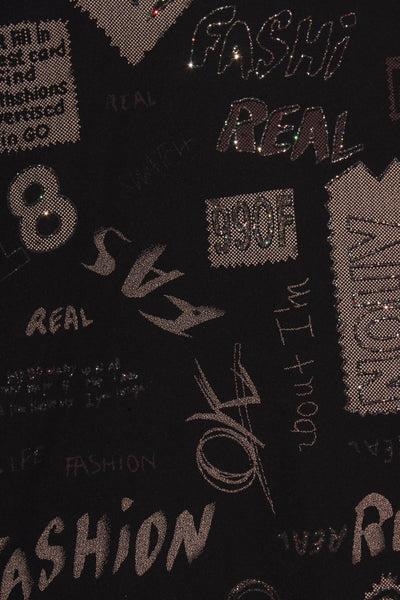 THE COW SHED (NZ) Embellished typo print L/S top! 14-16