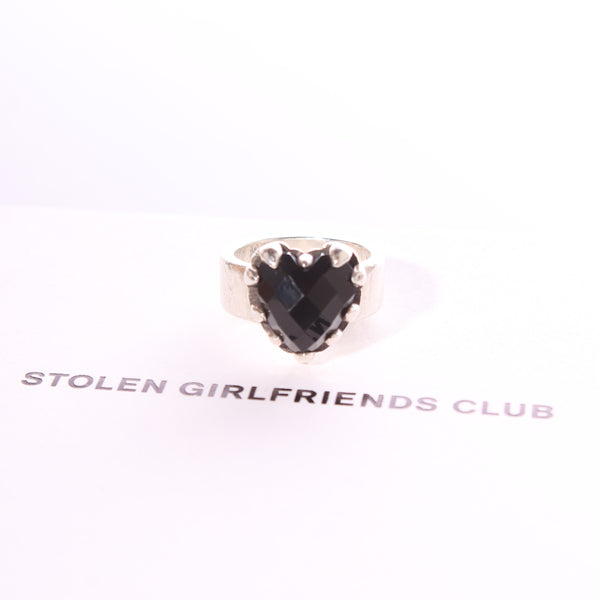 STOLEN - Baby claw onyx heart silver ring!