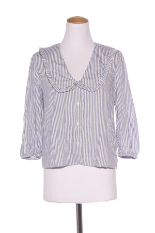TU - Peter pan collar linen pinstripe top! 12