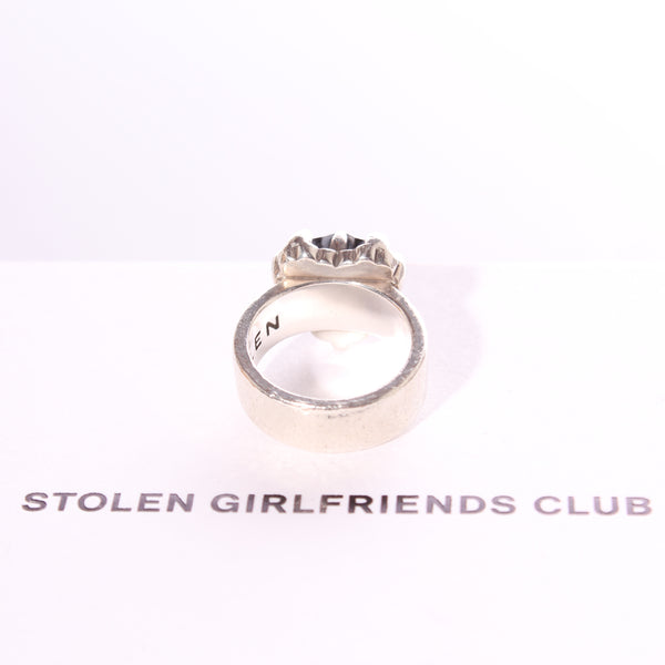 STOLEN - Baby claw onyx heart silver ring!