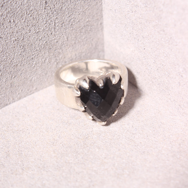 STOLEN - Baby claw onyx heart silver ring!