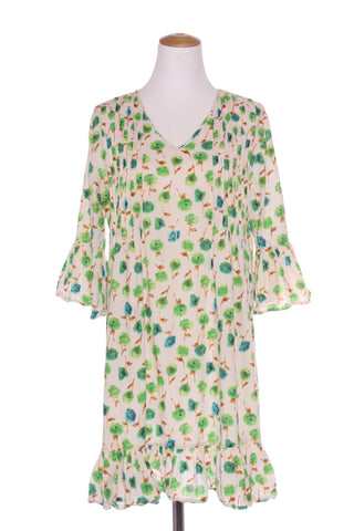 XETRA - Green floral pleat detail cotton dress! 10-12