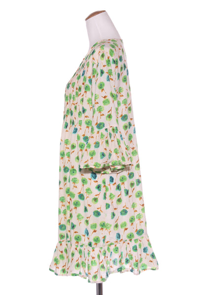 XETRA - Green floral pleat detail cotton dress! 10-12