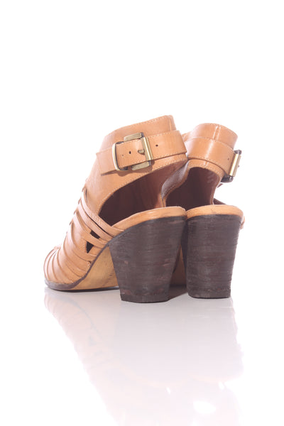 ISABELLA ANSELMI - Tan leather woven booties! 7.5