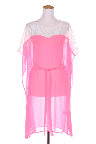 AUGUSTINE - Sequin + lace detail neon pink dress! 8-10