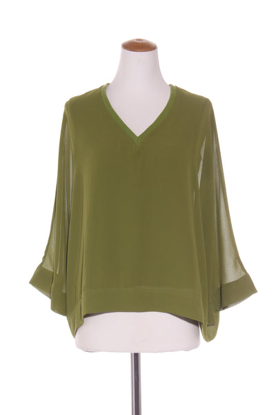 LINCOLN ST - V neck lined boxy top - Moss green! 12-14