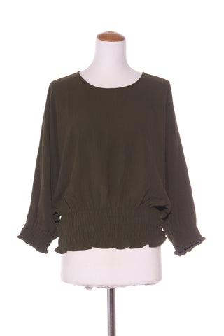 WHISTLE - Shirred cuff relaxed top - Olive green! 12