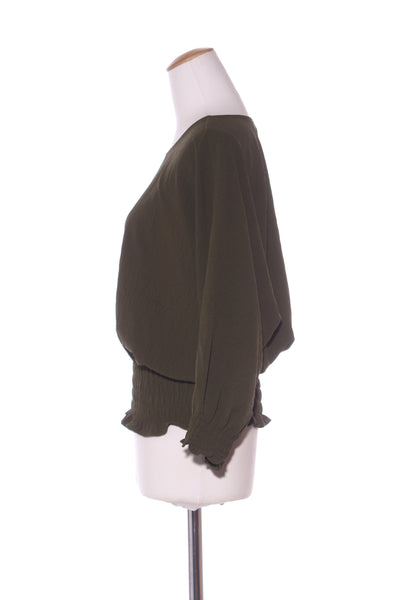 WHISTLE - Shirred cuff relaxed top - Olive green! 12