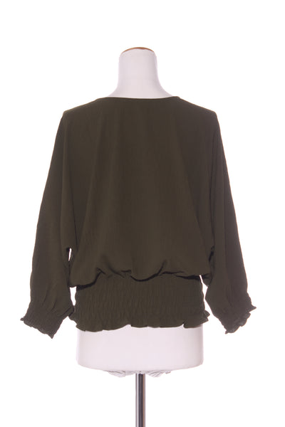 WHISTLE - Shirred cuff relaxed top - Olive green! 12