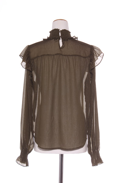DRAMA - Metallic thread khaki blouse! 10-12