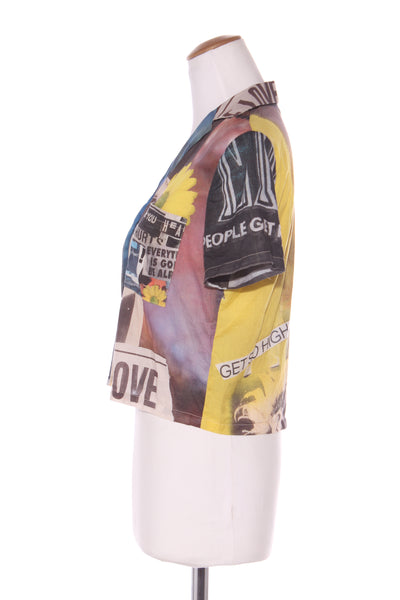 DESIGUAL - Mixed media print crop shirt! 10