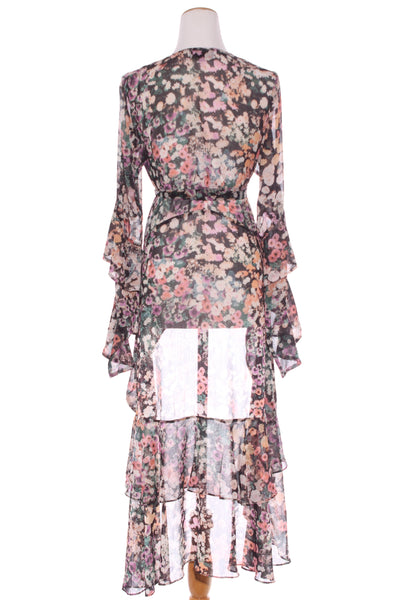 NOVELLA - Floral print ruffle wrap duster! 12-14