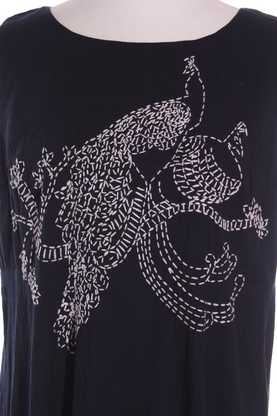 MEGAN SALMON (BN) "Peacock stitched" midi dress! 12