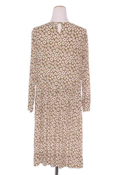 WILSON TROLLOPE - Silk/cotton Khaki floral L/S dress! 12