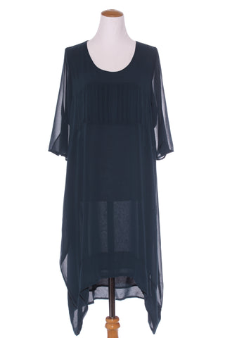 CHOCOLAT (NZ) Lined chiffon midi dress - Teal green! 16