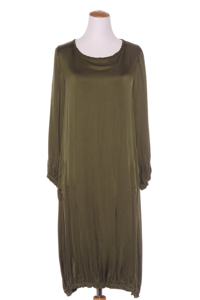 BRIARWOOD (NZ) Viscose satin midi dress + pockets! 14