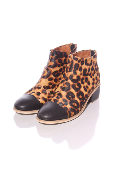 BRESLEY "Drake" leopard fur leather ankle boot! 7.5-8