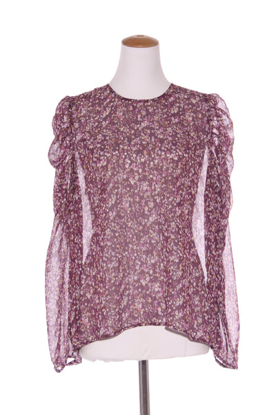 DECJUBA - Puff sleeve purple floral print top! 14