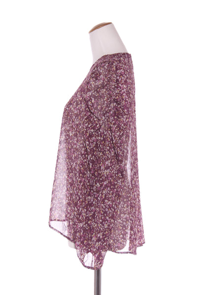 DECJUBA - Puff sleeve purple floral print top! 14