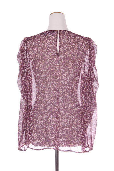DECJUBA - Puff sleeve purple floral print top! 14