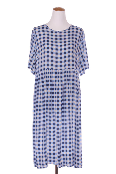WILSON TROLOPE (NZ) Blue check midi dress! 12