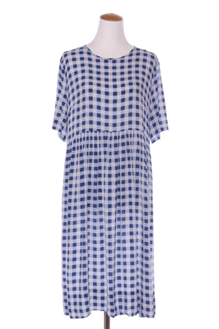 WILSON TROLOPE (NZ) Blue check midi dress! 12