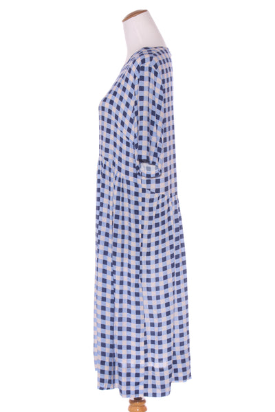 WILSON TROLOPE (NZ) Blue check midi dress! 12