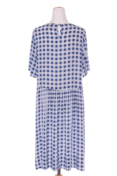 WILSON TROLOPE (NZ) Blue check midi dress! 12