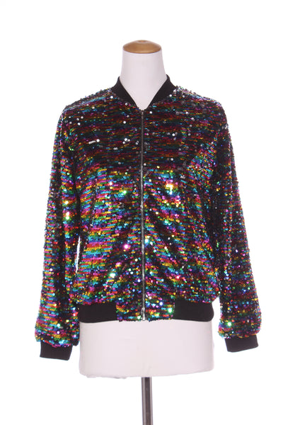No label - Rainbow sequin bomber jacket! 10-12