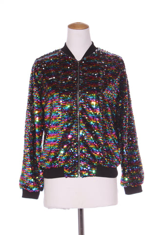 No label - Rainbow sequin bomber jacket! 10-12