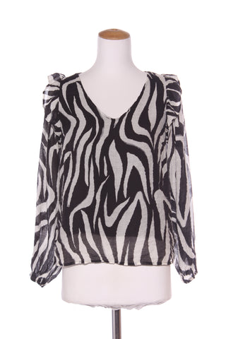 ADORNE - Zebra print frill detail blouse! 8