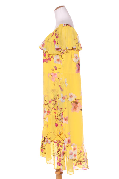AUGUSTINE - Yellow blossom print off the shoulder dress! 16