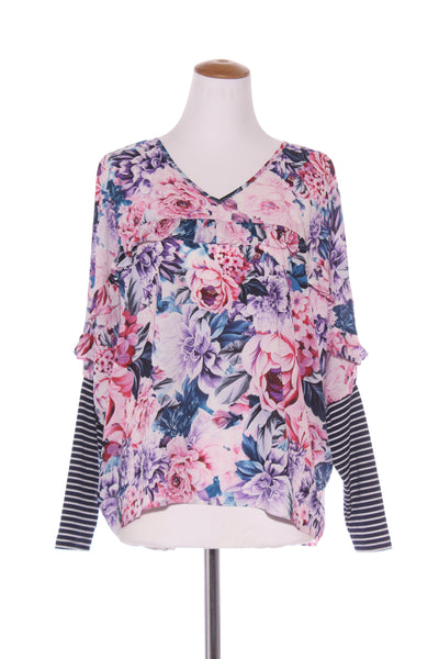 CHARLO - Floral + stripe sleeve top! 12