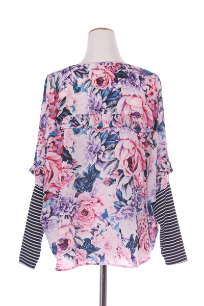 CHARLO - Floral + stripe sleeve top! 12
