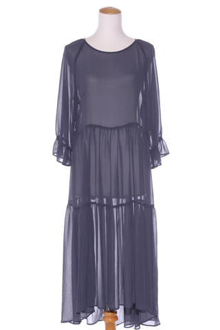 HARRÏE & SAM (NZ) Tiered chiffon midi dress - Steel grey! 12