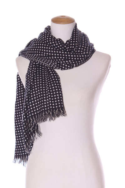 Polka dot knit navy scarf!