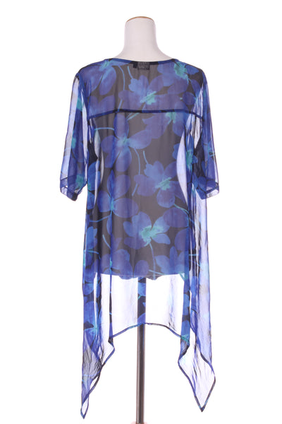 CASHEWS - Cobalt floral chiffon hi-low over top! 16