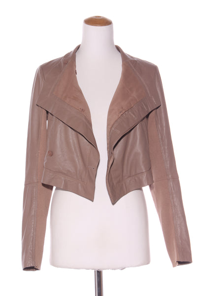 SATCH - Leather + rib panel crop jacket - Mocha! 12