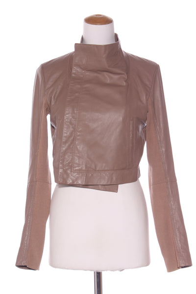 SATCH - Leather + rib panel crop jacket - Mocha! 12