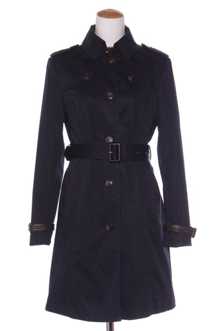 ESPRIT - Leather trim trench coat - Navy! 12