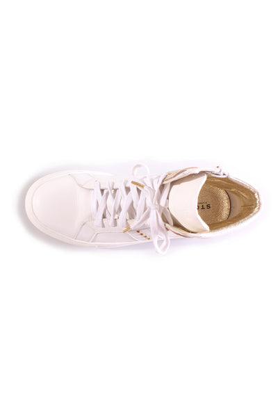 STORM (BN) White + gold leather high top sneakers! 40